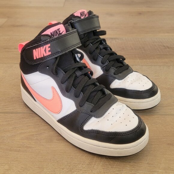Nike Youth 4.5Y Black White Pink Court Borough Mid 2 High Top Sneakers. - Picture 5 of 17